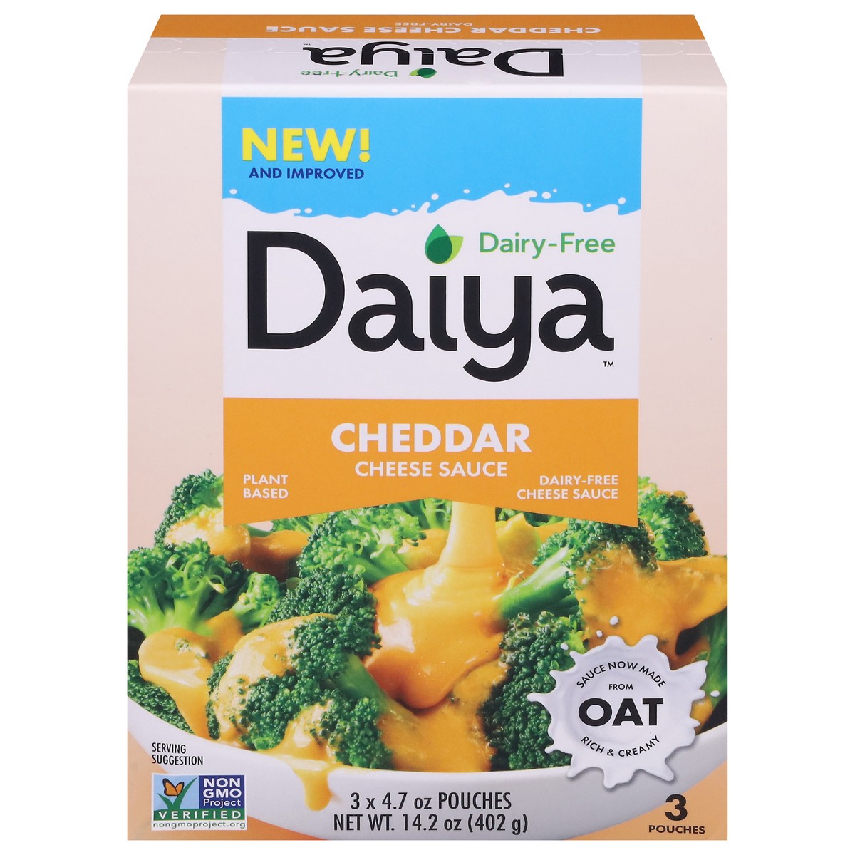 slide 1 of 9, Daiya Dairy-Free Cheddar Cheese Sauce 3 - 4.7 oz Pouches, 3 ct