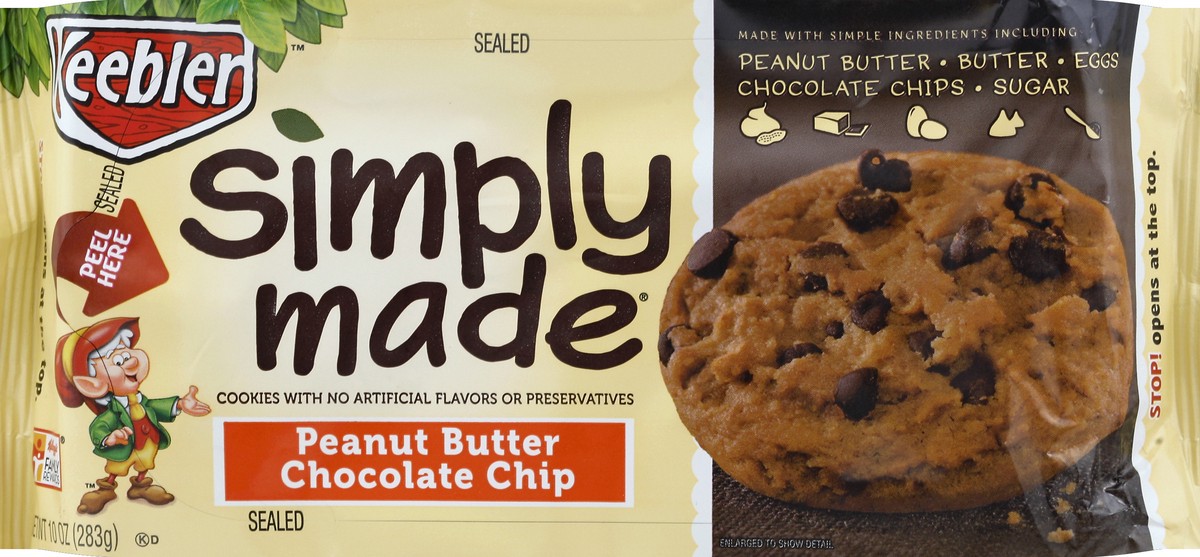 slide 5 of 6, Keebler Simply Made Peanut Butter Chocolate Chip Cookies, 10 oz