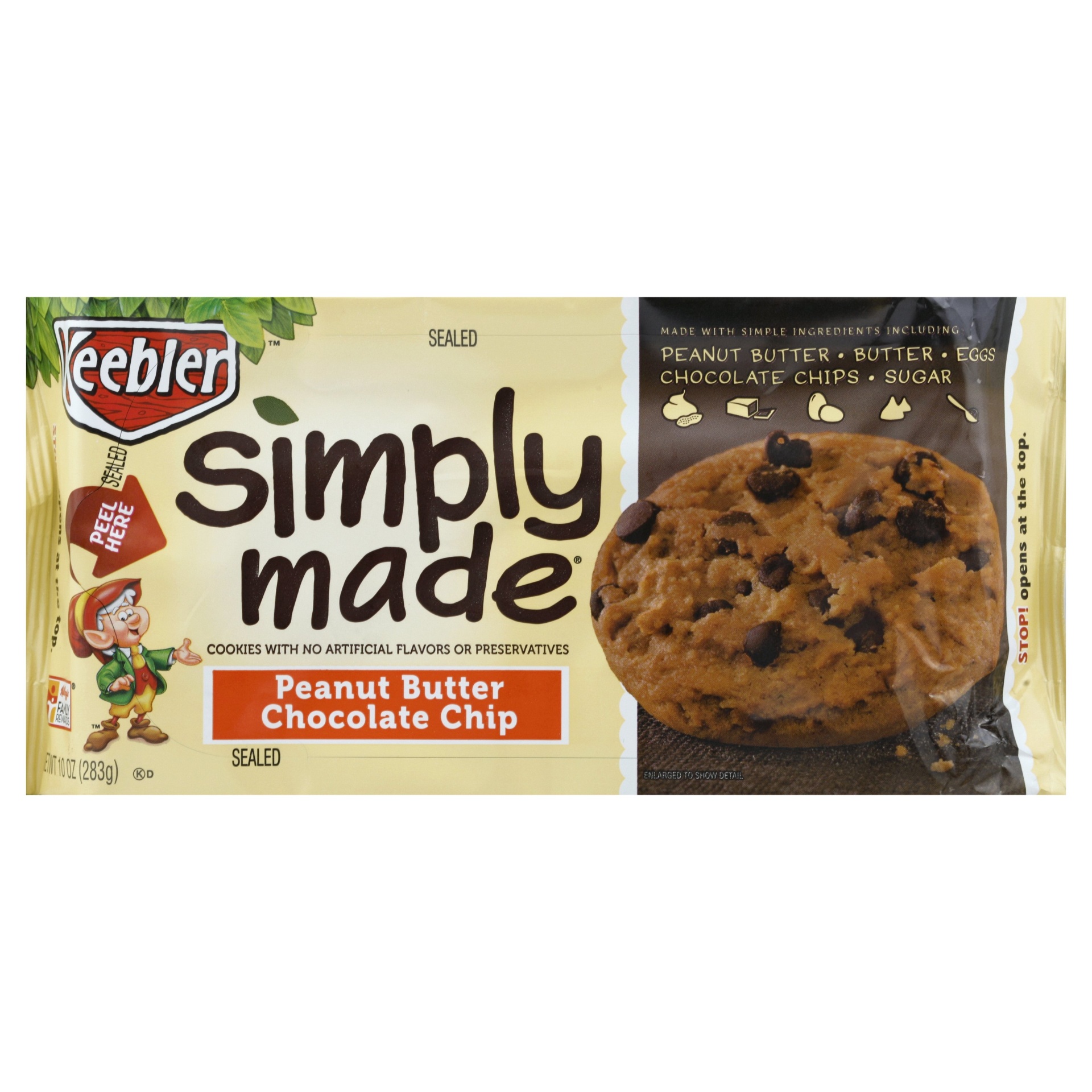 slide 1 of 6, Keebler Simply Made Peanut Butter Chocolate Chip Cookies, 10 oz