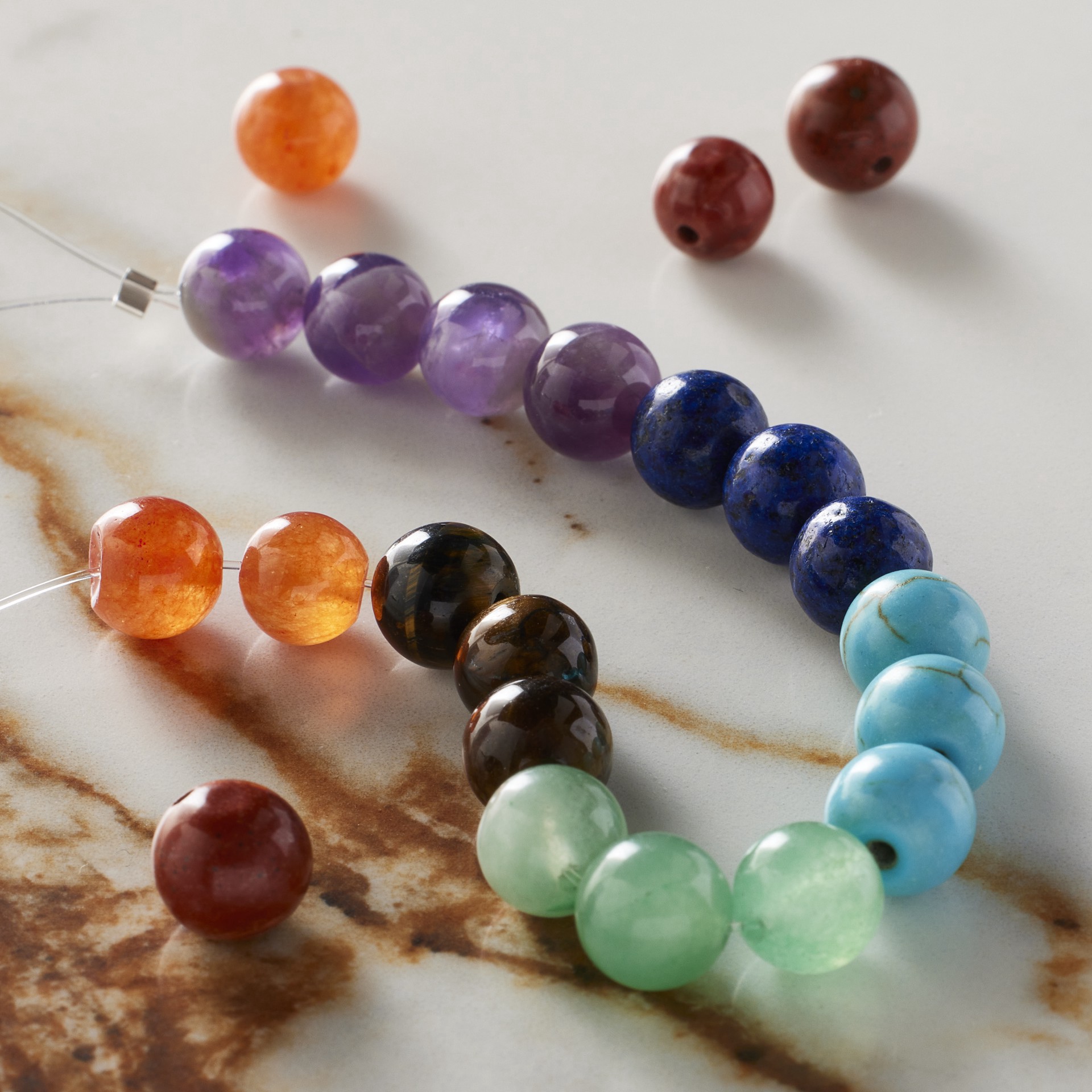 slide 3 of 3, Rainbow Mixed Stone Round Beads, 7.5mm By Bead Landing, 7.5mm