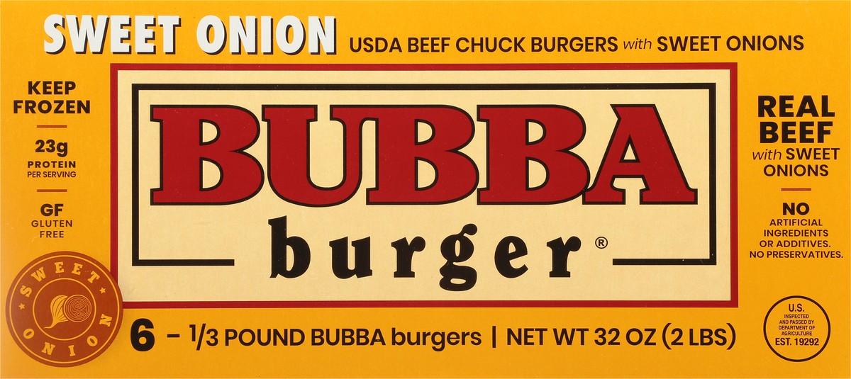 slide 8 of 11, BUBBA Burger Beef Chuck Burgers with Sweet Onions, 6 ct