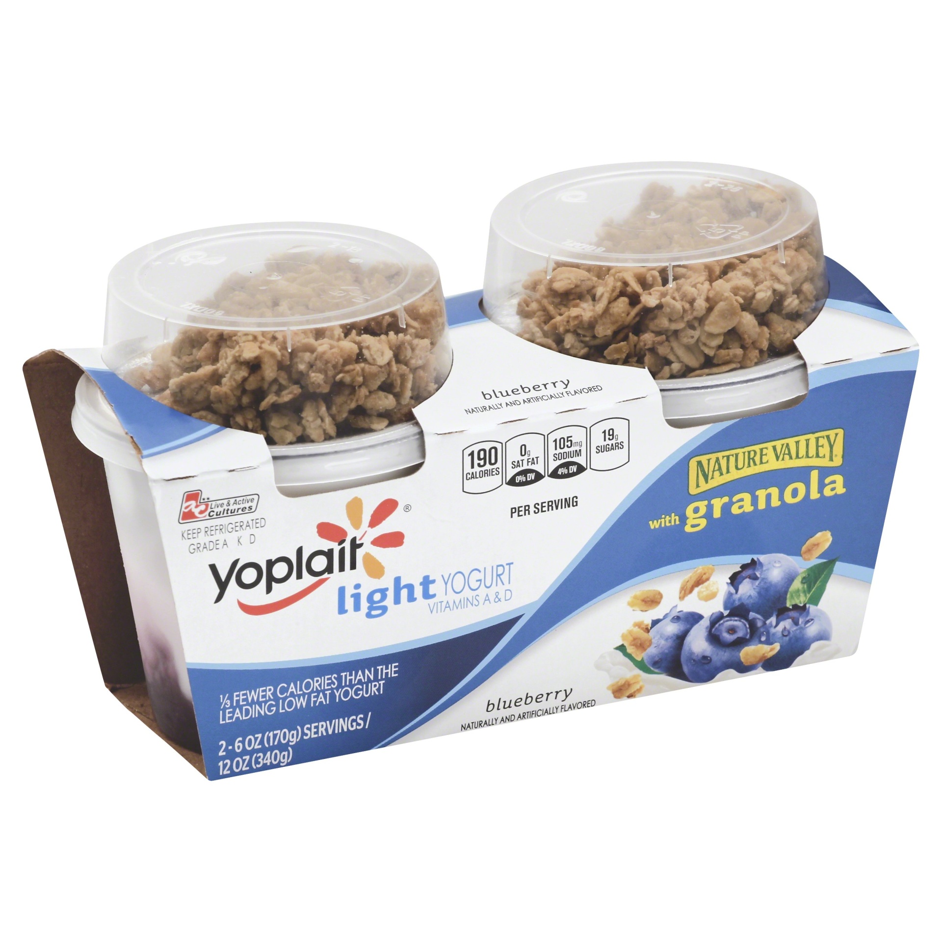 slide 1 of 1, Yoplait Light Blueberry Yogurt With Granola, 2 ct; 6 oz