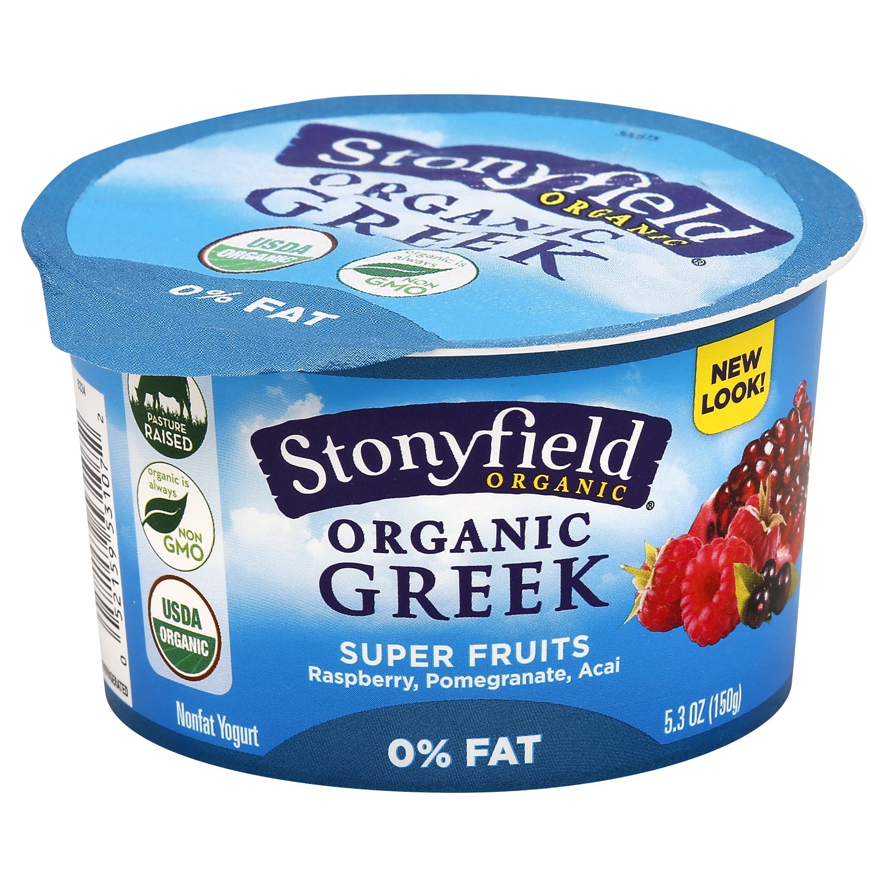 slide 1 of 3, Stonyfield Organic Superfruits Raspberry Pomegranate Acai Nonfat Greek Yogurt, 5.3 oz