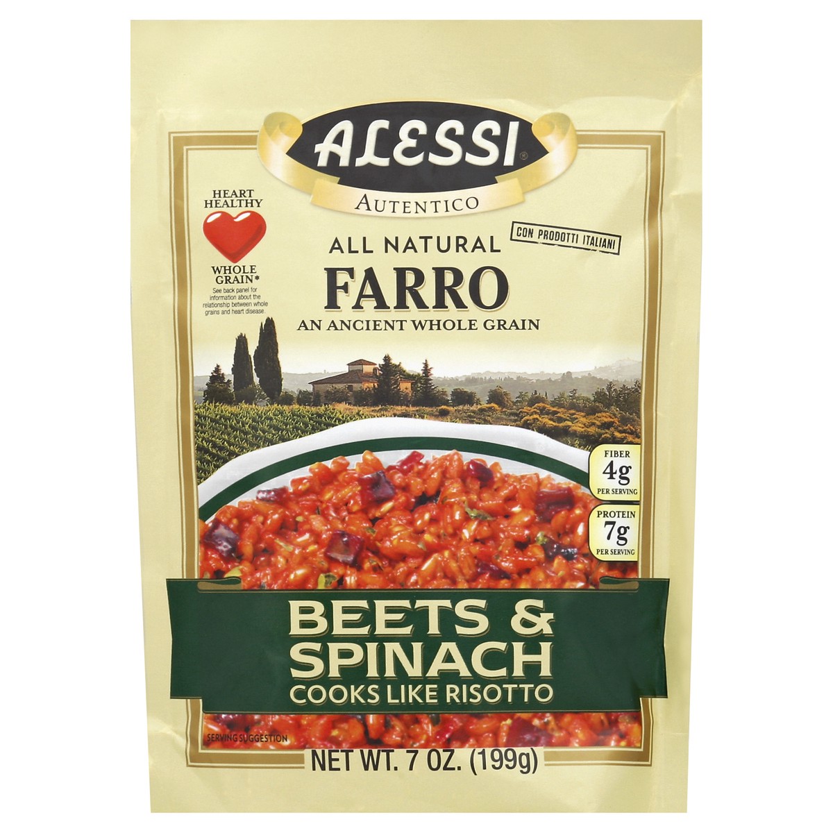 slide 2 of 3, Alessi Farro, Beets & Spinach-Alessi, 7 oz