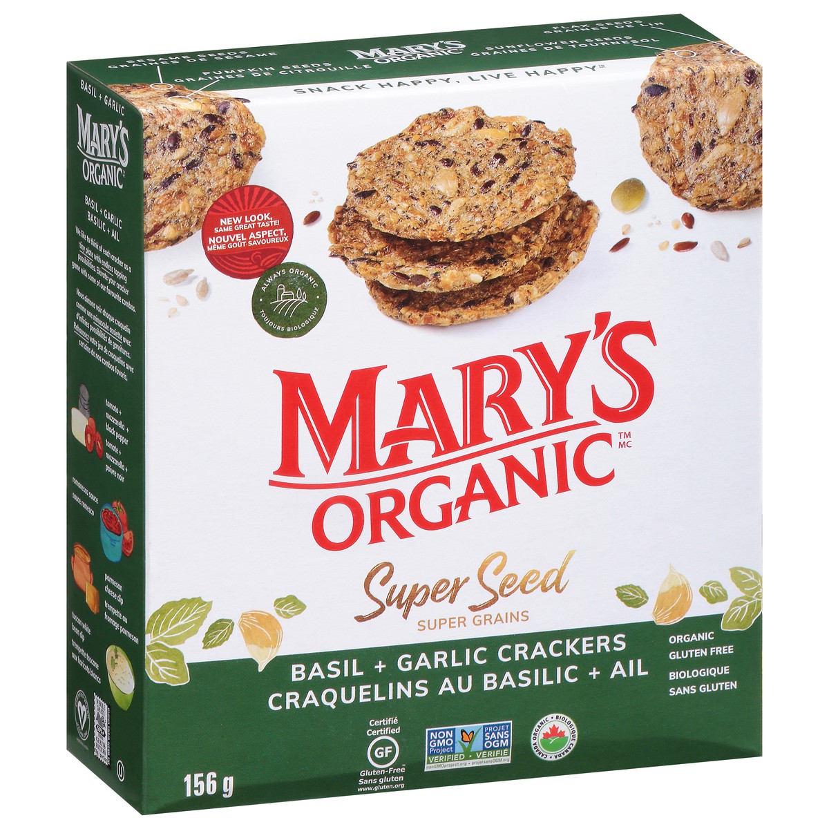 slide 5 of 9, Mary's Organic Super Seed Basil + Garlic Crackers 156 g, 156 g