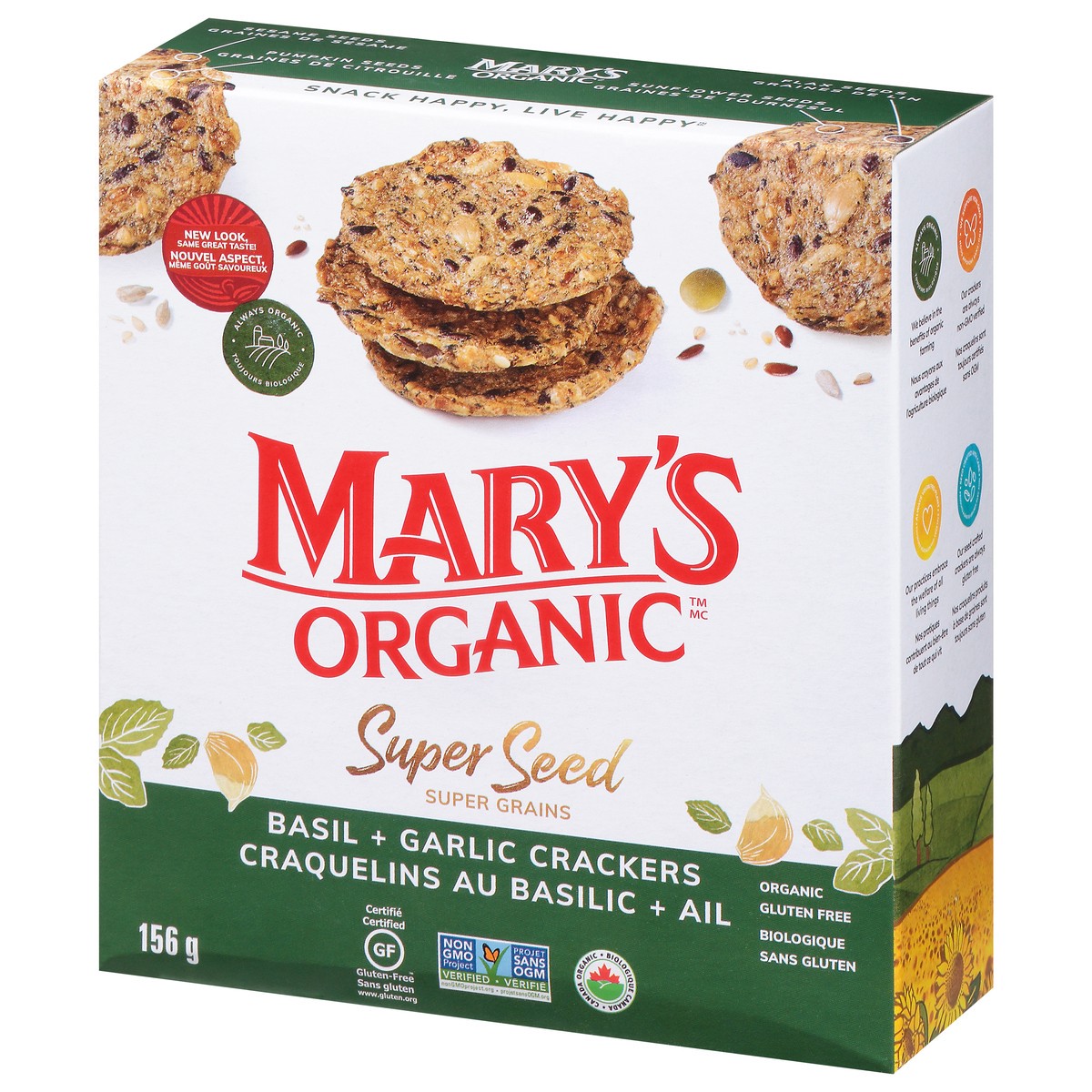 slide 4 of 9, Mary's Organic Super Seed Basil + Garlic Crackers 156 g, 156 g