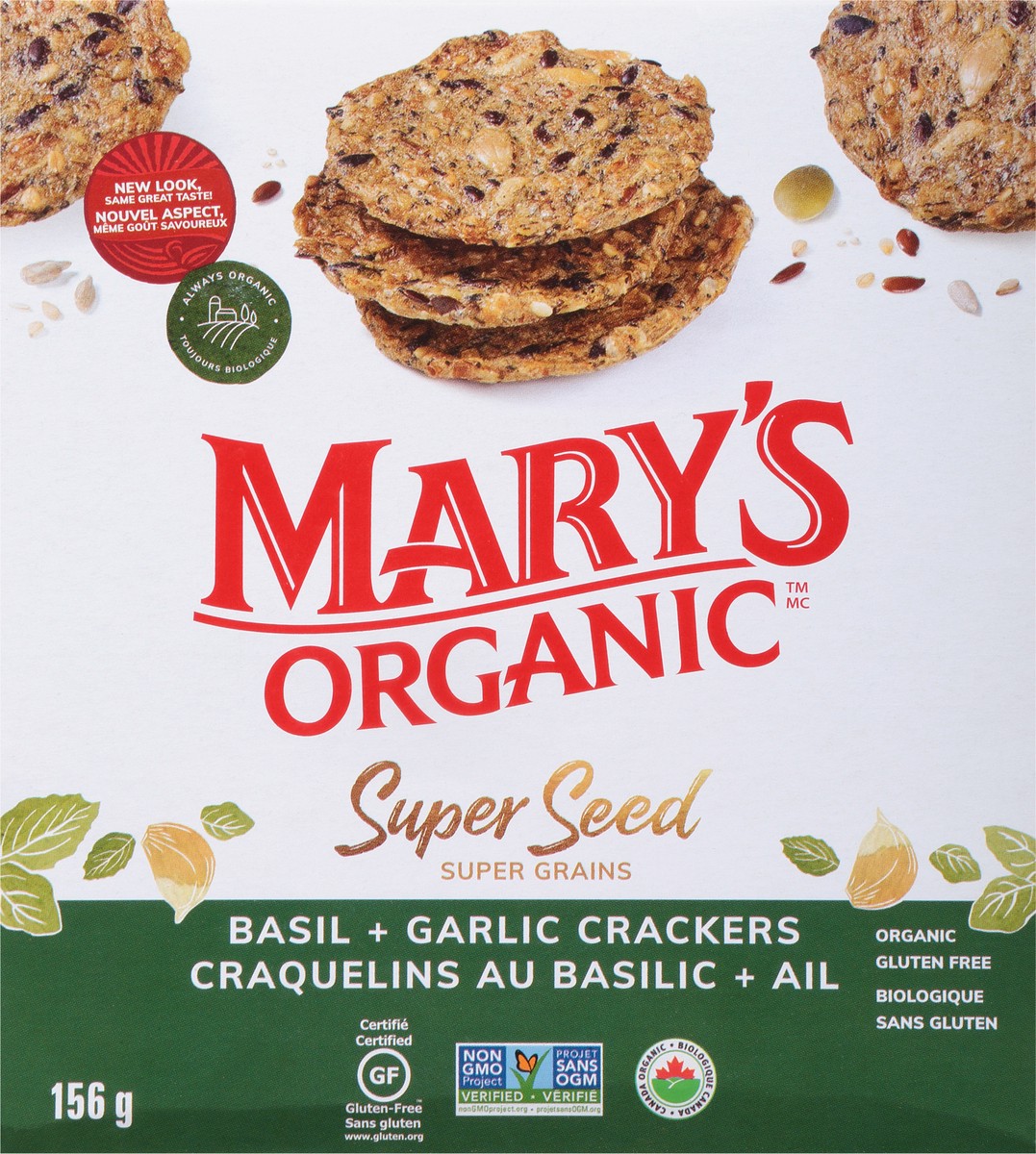 slide 7 of 9, Mary's Organic Super Seed Basil + Garlic Crackers 156 g, 156 g