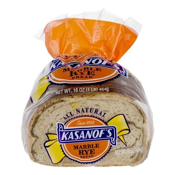slide 1 of 1, Kasanof's Rye Bread - Marble, 16 oz