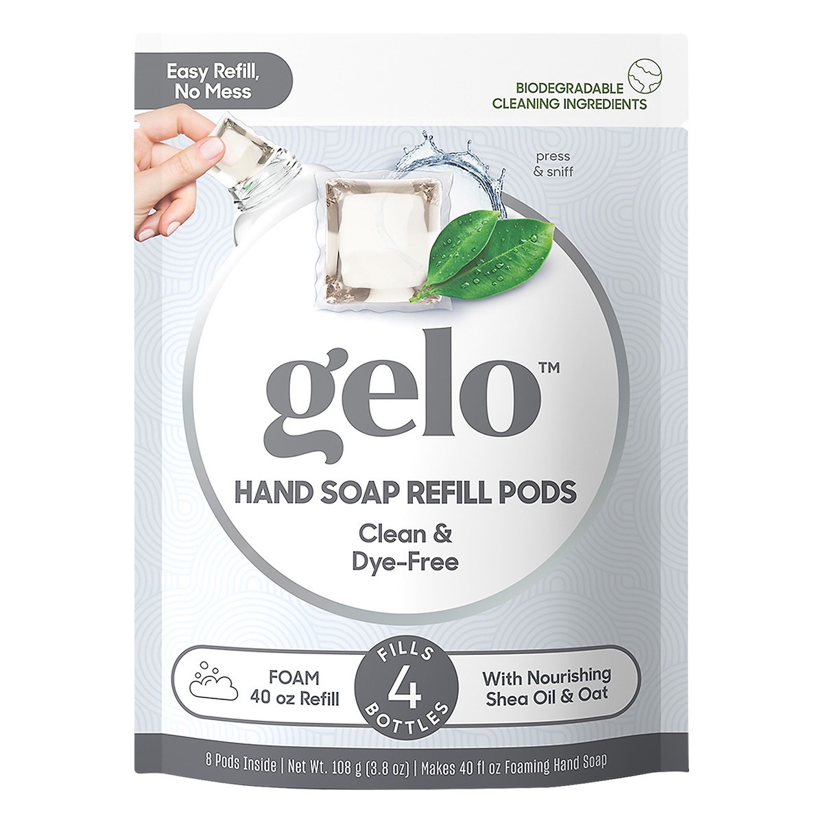 slide 1 of 5, Gelo Clean & Dye-Free Hand Soap Refill Pods 8 ea, 8 ct