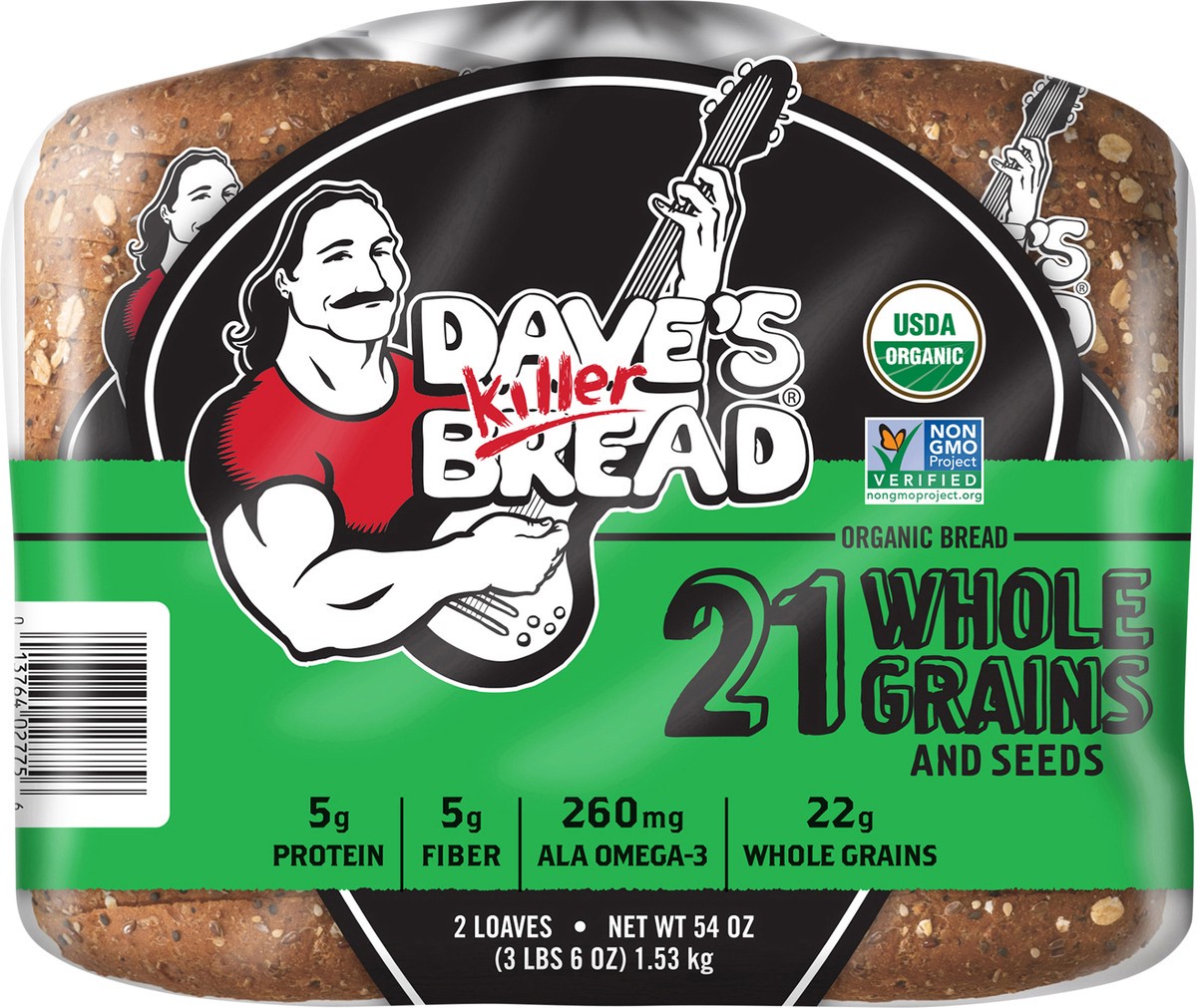 slide 6 of 12, Dave's Killer Bread 21 Whole Grains and Seeds, Whole Grain Organic Bread, 2-27 oz Loaves, 2 ct