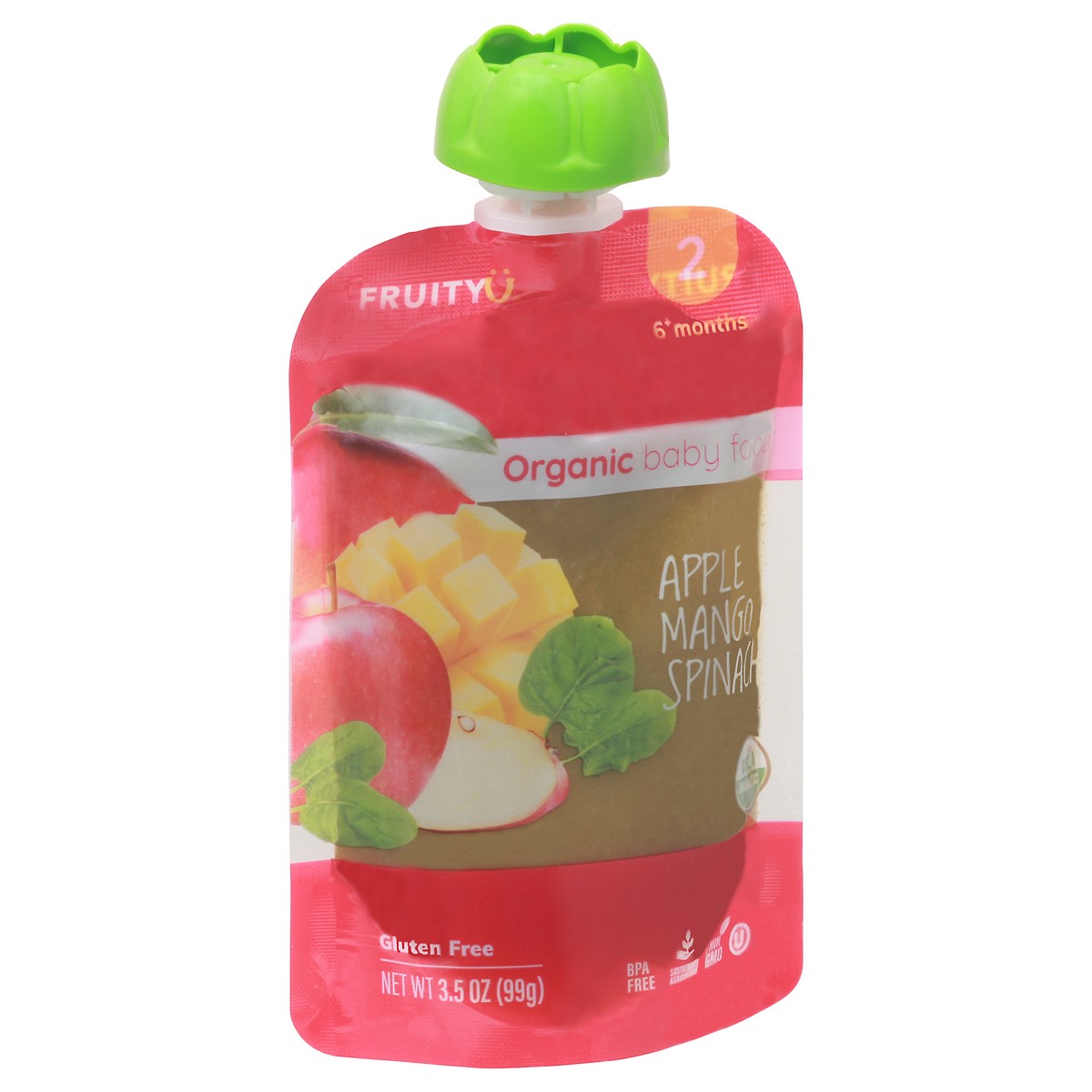 slide 4 of 4, Fruity U Stage 2 (6+ Months) Organic Apple Mango Spinach Baby Food 3.5 oz, 3.5 oz