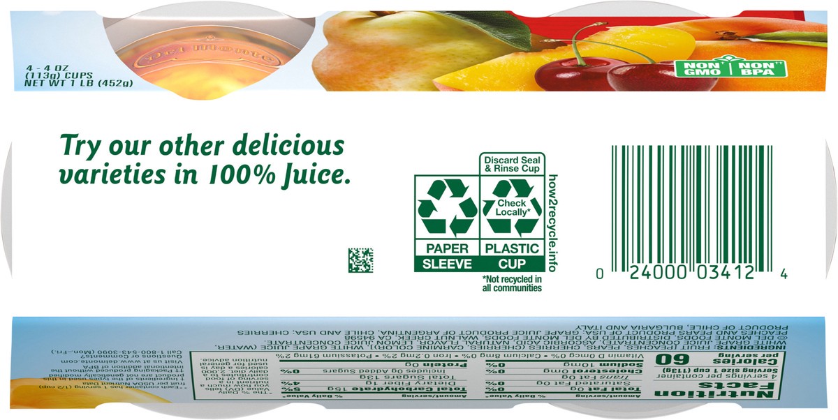 slide 8 of 12, Del Monte Cherry Flavored Mixed Fruit in 100% Juice Fruit Cup Snacks 4-4 oz. Cups, 4 ct