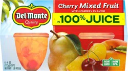 Del Monte Cherry Flavored Mixed Fruit in 100% Juice Fruit Cup Snacks 4-4 oz. Cups