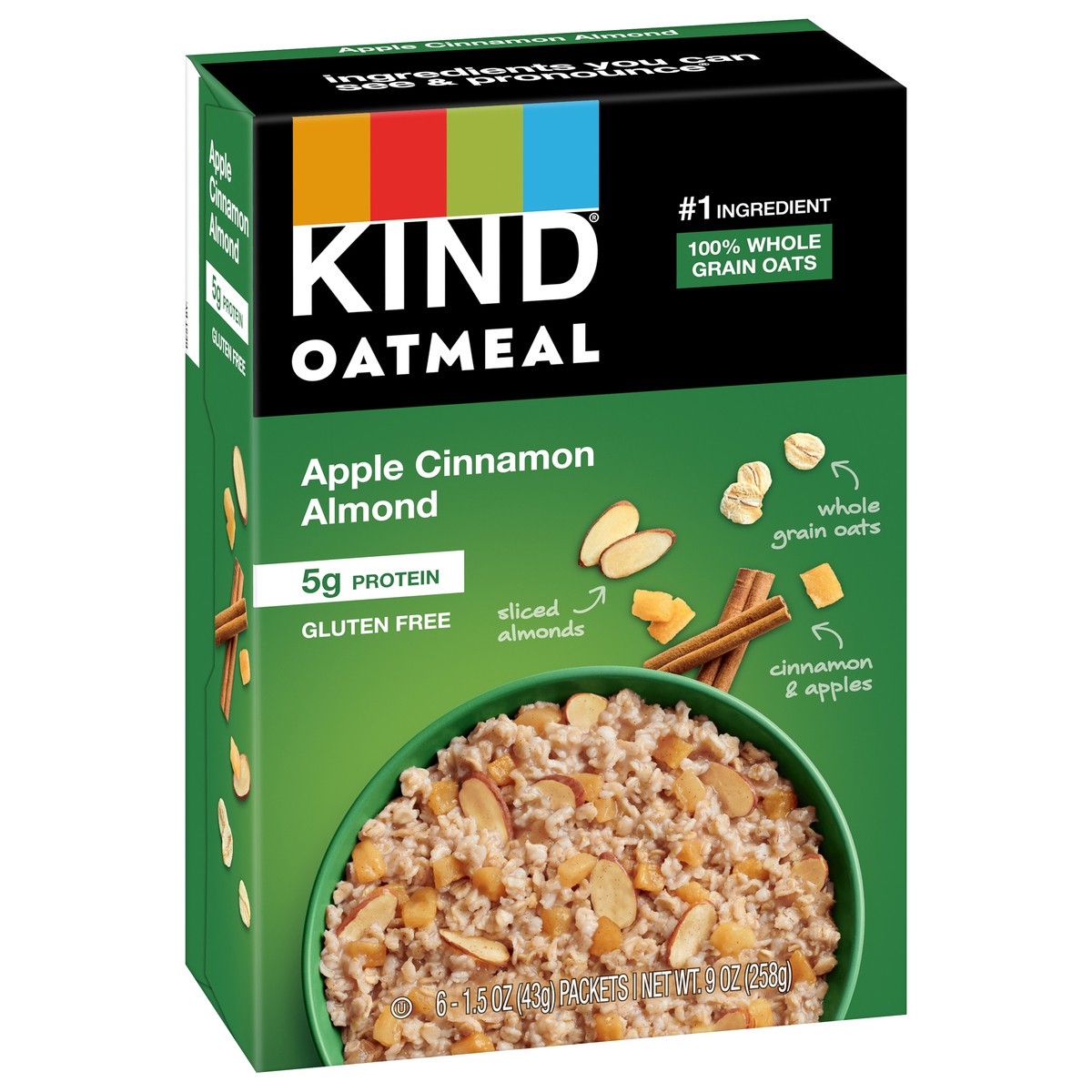 slide 9 of 14, KIND Oatmeal, Apple Cinnamon and Almond, 9 oz