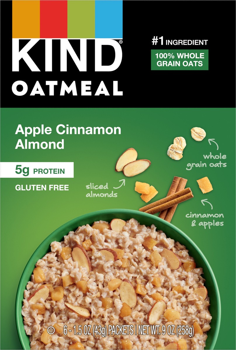 slide 2 of 14, KIND Oatmeal, Apple Cinnamon and Almond, 9 oz