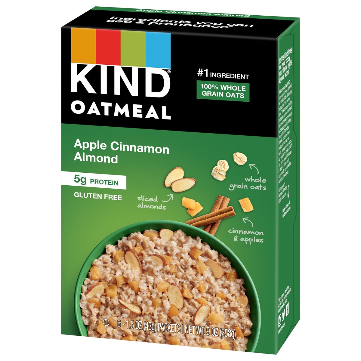 slide 12 of 14, KIND Oatmeal, Apple Cinnamon and Almond, 9 oz