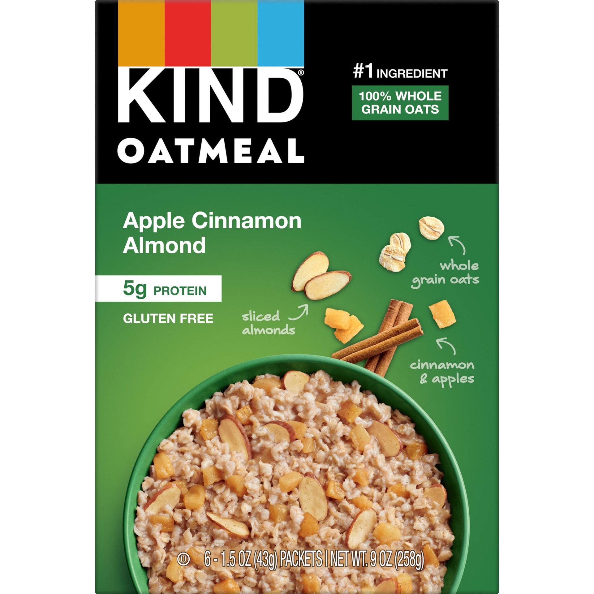 slide 1 of 14, KIND Oatmeal, Apple Cinnamon and Almond, 9 oz