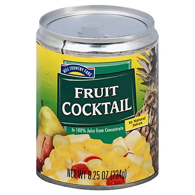 slide 1 of 1, Hill Country Fare Fruit Cocktail In Pear Juice From Concentrate, 8 oz