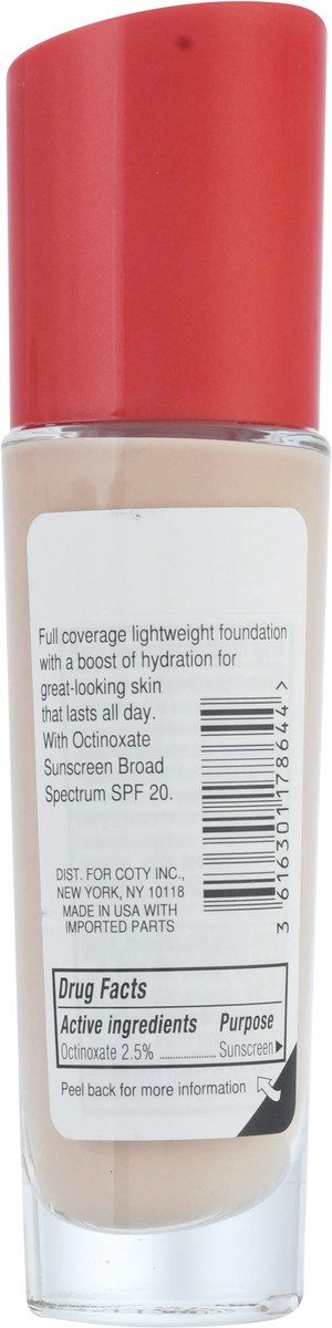 slide 13 of 13, Rimmel London London SPF 20 Fair Porcelain 050 Lasting Finish Full Coverage Liquid Foundation 1 fl oz, 30 ml