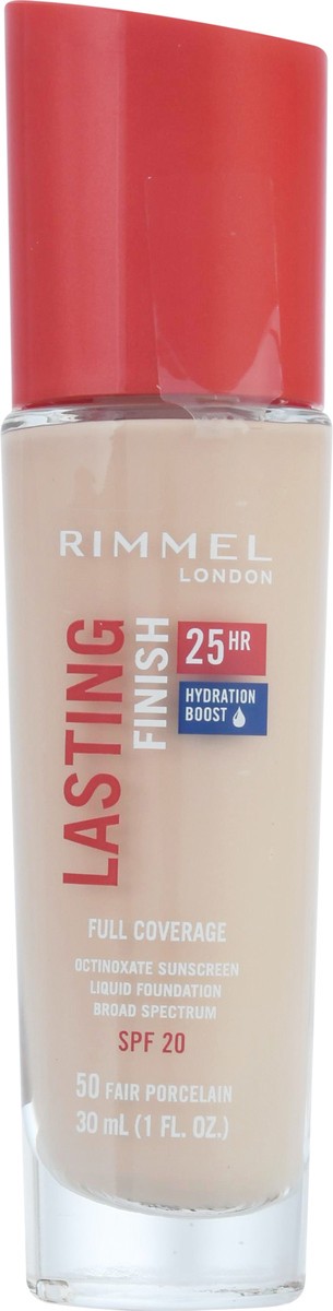 slide 2 of 13, Rimmel London London SPF 20 Fair Porcelain 050 Lasting Finish Full Coverage Liquid Foundation 1 fl oz, 30 ml