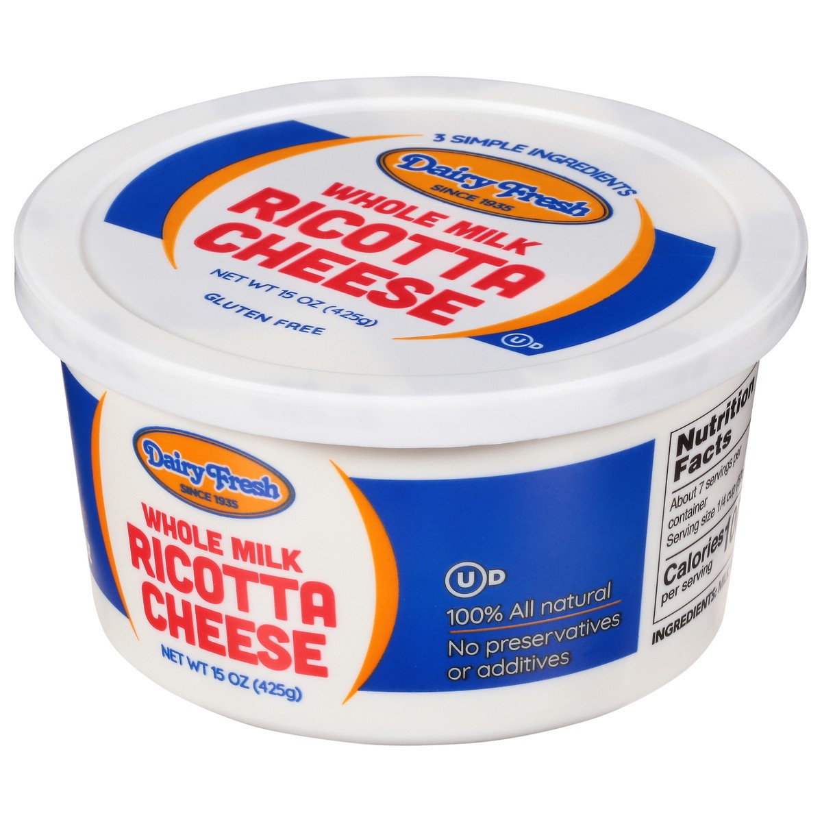 slide 7 of 14, Dairy Fresh Whole Milk Ricotta Cheese 15 oz, 15 oz