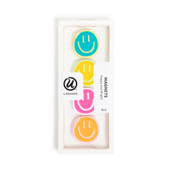 slide 1 of 3, U Brands® Smiley Face Magnets, Assorted Colors, Set Of 4 Magnets, 1 ct