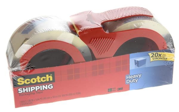 slide 1 of 1, Scotch Heavy Duty Shipping Clear Packaging Tape W/Dispenser, 2 ct