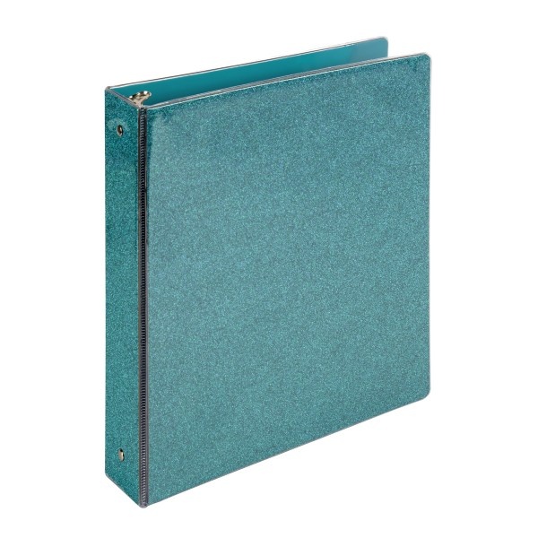 slide 1 of 1, Office Depot Brand Fashion Binder, 1-1/2'' Rings, 100% Recycled, Glitter Teal, 1 ct