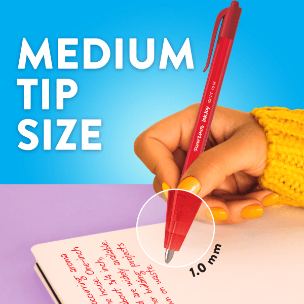 slide 2 of 6, Paper Mate® InkJoy 100 RT Pens, Medium Point, 1.0 mm, Translucent Black Barrels, Black Ink, Pack Of 12, 12 ct