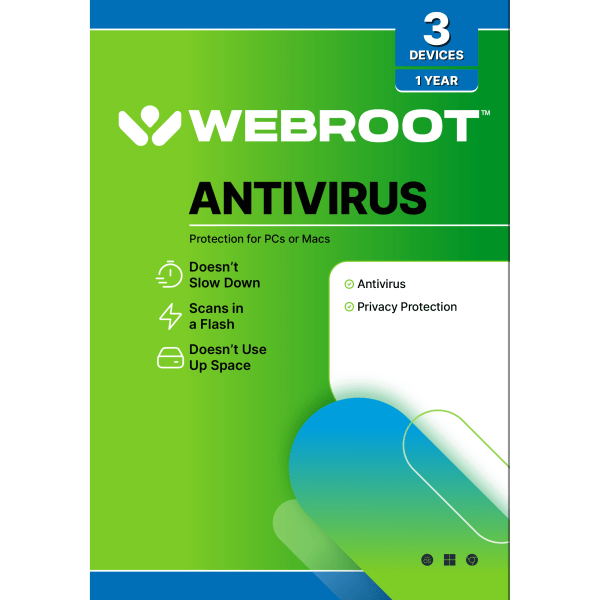 slide 1 of 6, Webroot Internet Security With Antivirus Protection 2020, For 3 Pc And Apple Mac Devices, 1-Year Subscription, Traditional Disc, 1 ct