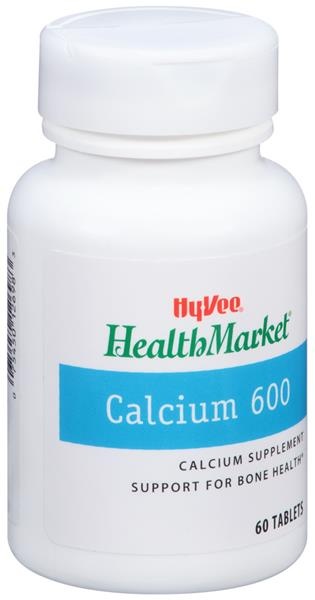 slide 1 of 1, Hy-Vee HealthMarket Calcium 600 Calcium Supplement Tablets, 60 ct
