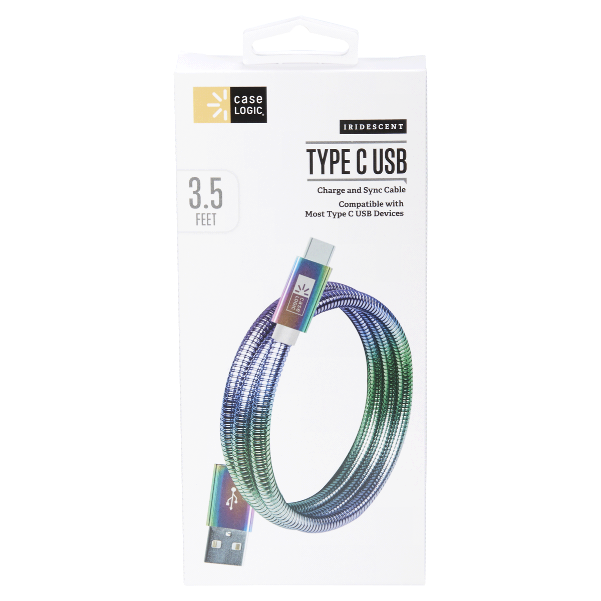 slide 1 of 29, Case Logic 3.5' Iridescent Type-C Cable, 3.5 ft