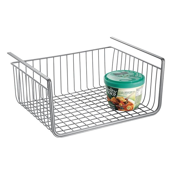 InterDesign York Lyra Under Shelf Wire Storage Basket Silver 10 in x