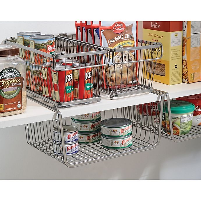 InterDesign York Lyra Under Shelf Wire Storage Basket Silver 10 in x