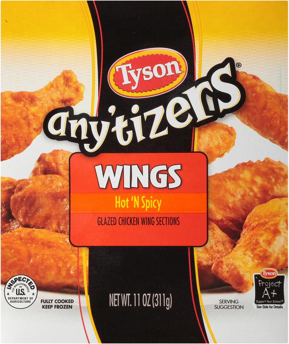 slide 5 of 13, TYSON ANYTIZERS Tyson Any'tizers Hot 'N Spicy Bone-In Chicken Wings, 11 oz. (Frozen), 311.84 g