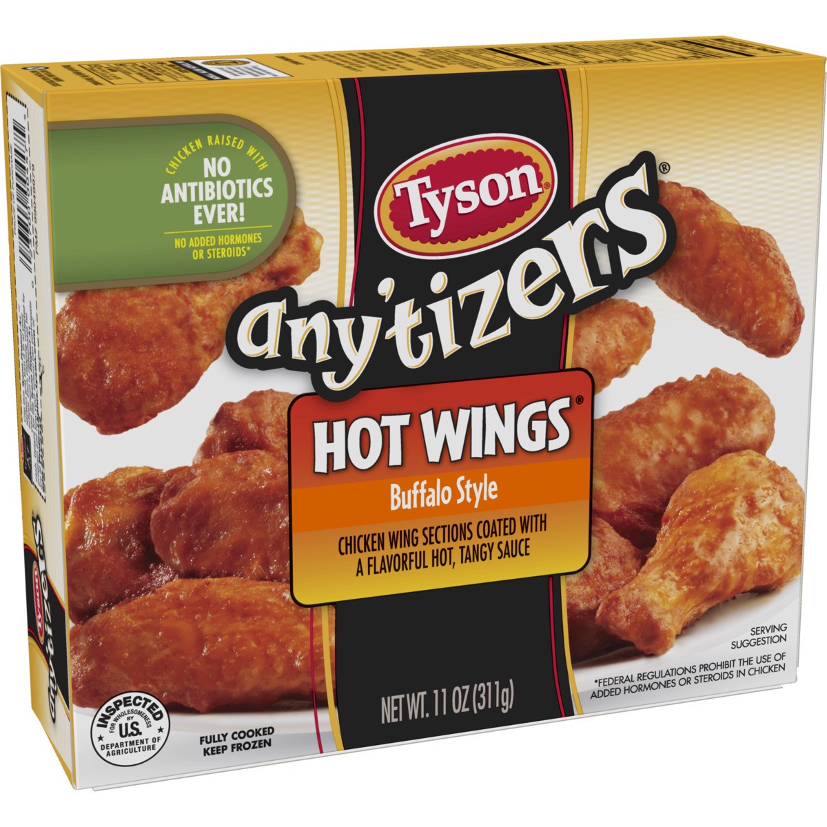 slide 11 of 13, TYSON ANYTIZERS Tyson Any'tizers Hot 'N Spicy Bone-In Chicken Wings, 11 oz. (Frozen), 311.84 g