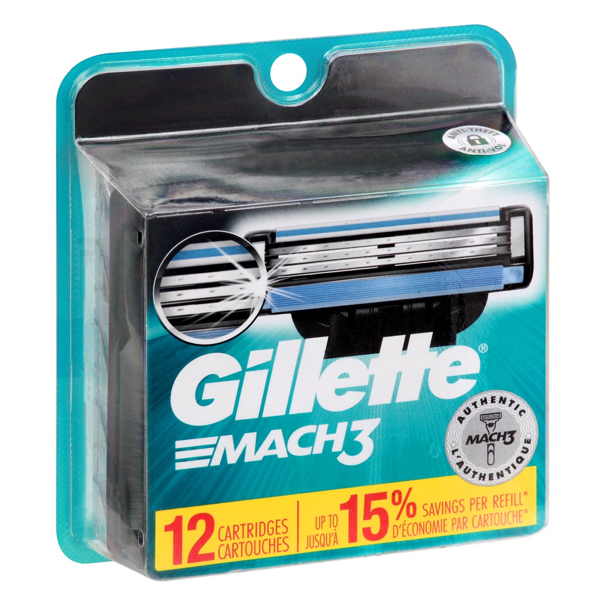 slide 5 of 8, Gillette Mach3 3-Blade Razor Blade Refills, 12 Ct, 1 ct