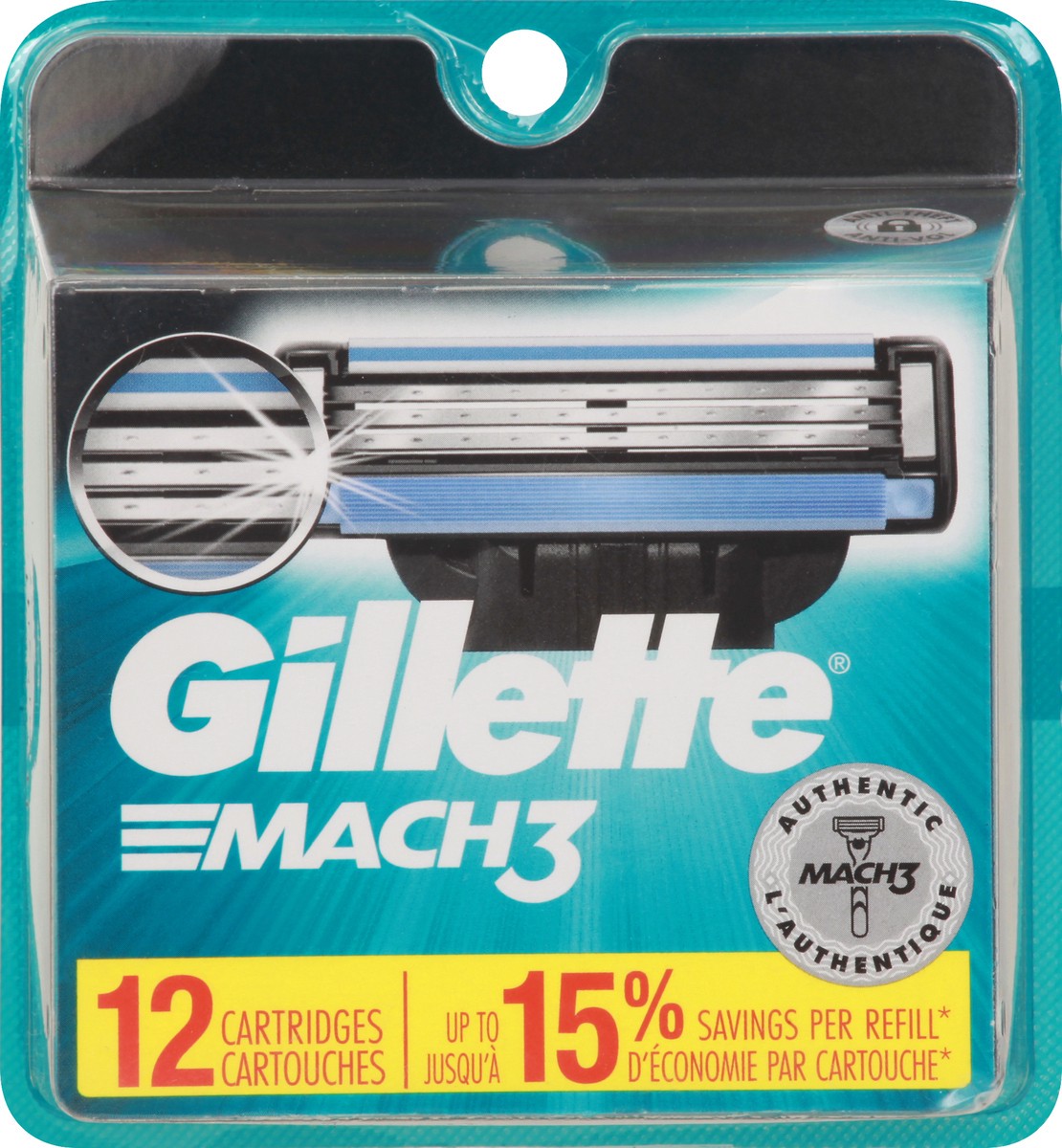 slide 3 of 8, Gillette Mach3 3-Blade Razor Blade Refills, 12 Ct, 1 ct