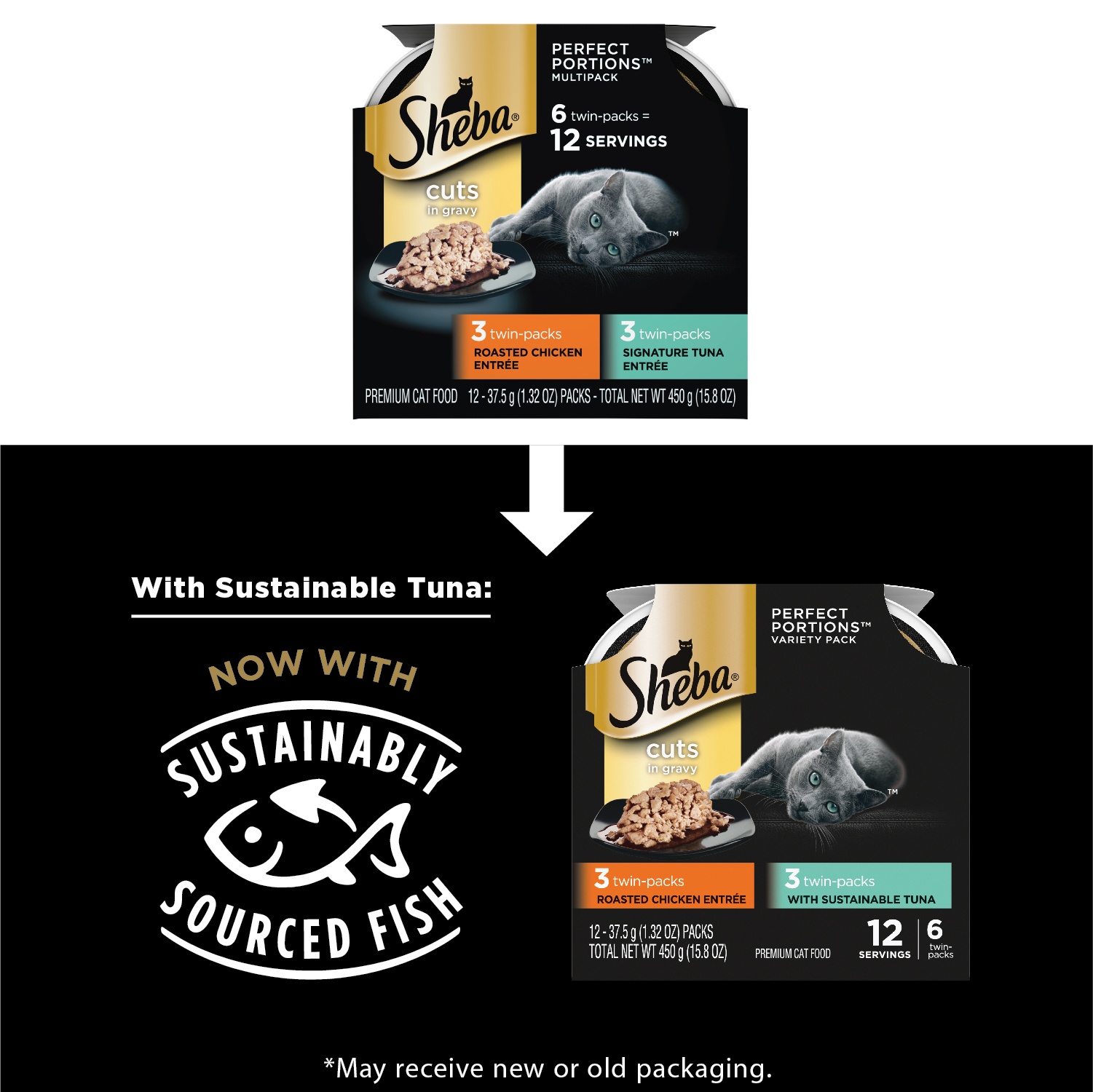 slide 7 of 7, Sheba Wet Cat Food Cuts In Gravy Variety Pack, With Sustainable Tuna And Roasted Chicken Entree, 2.64 oz