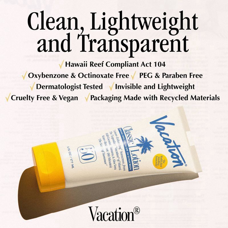 slide 6 of 11, Vacation Classic Sunscreen Lotion - SPF 50 - 6 fl oz, 6 fl oz