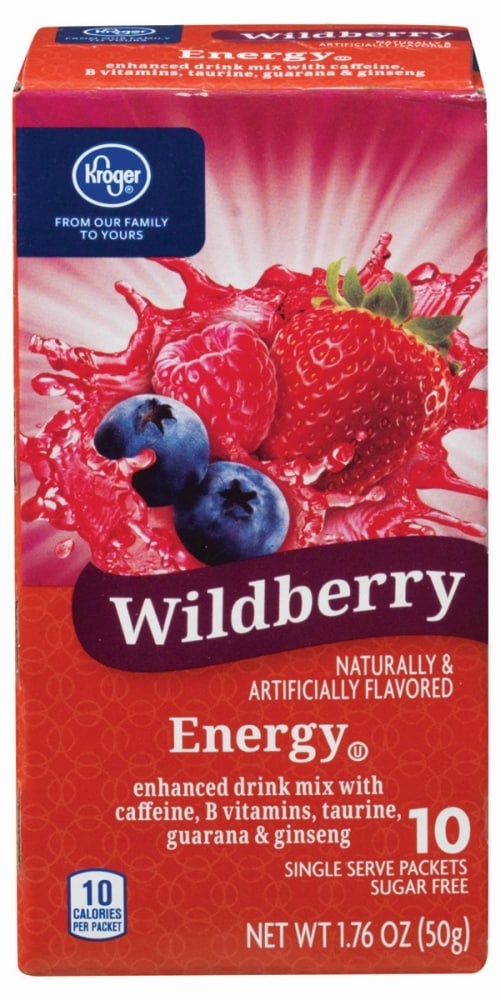 slide 1 of 1, Kroger Sugar-Free Wildberry Energy Drink Mix, 10 ct; 0.17 oz
