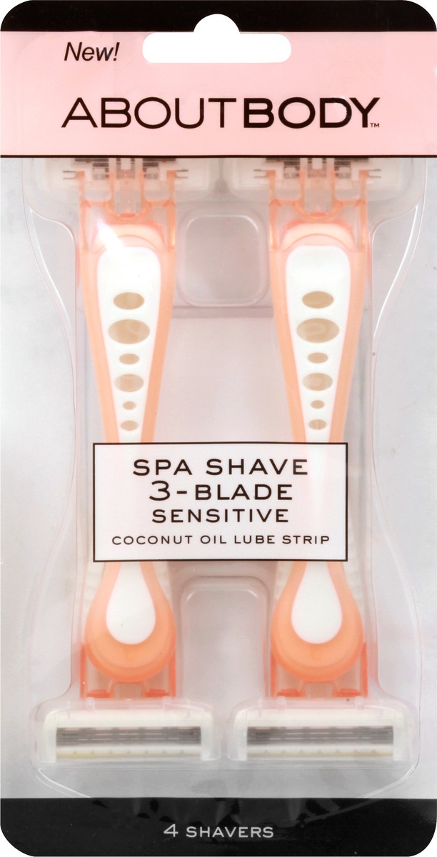 slide 9 of 10, AboutBody 3-Blade Sensitive Spa Shave 4 ea, 4 ct