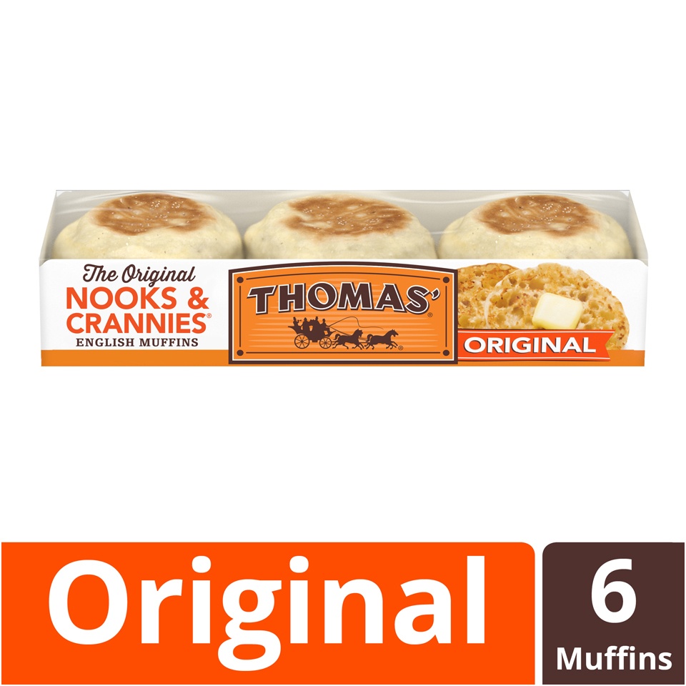 slide 2 of 9, Thomas' Original Nooks & Crannies English Muffins, 6 ct
