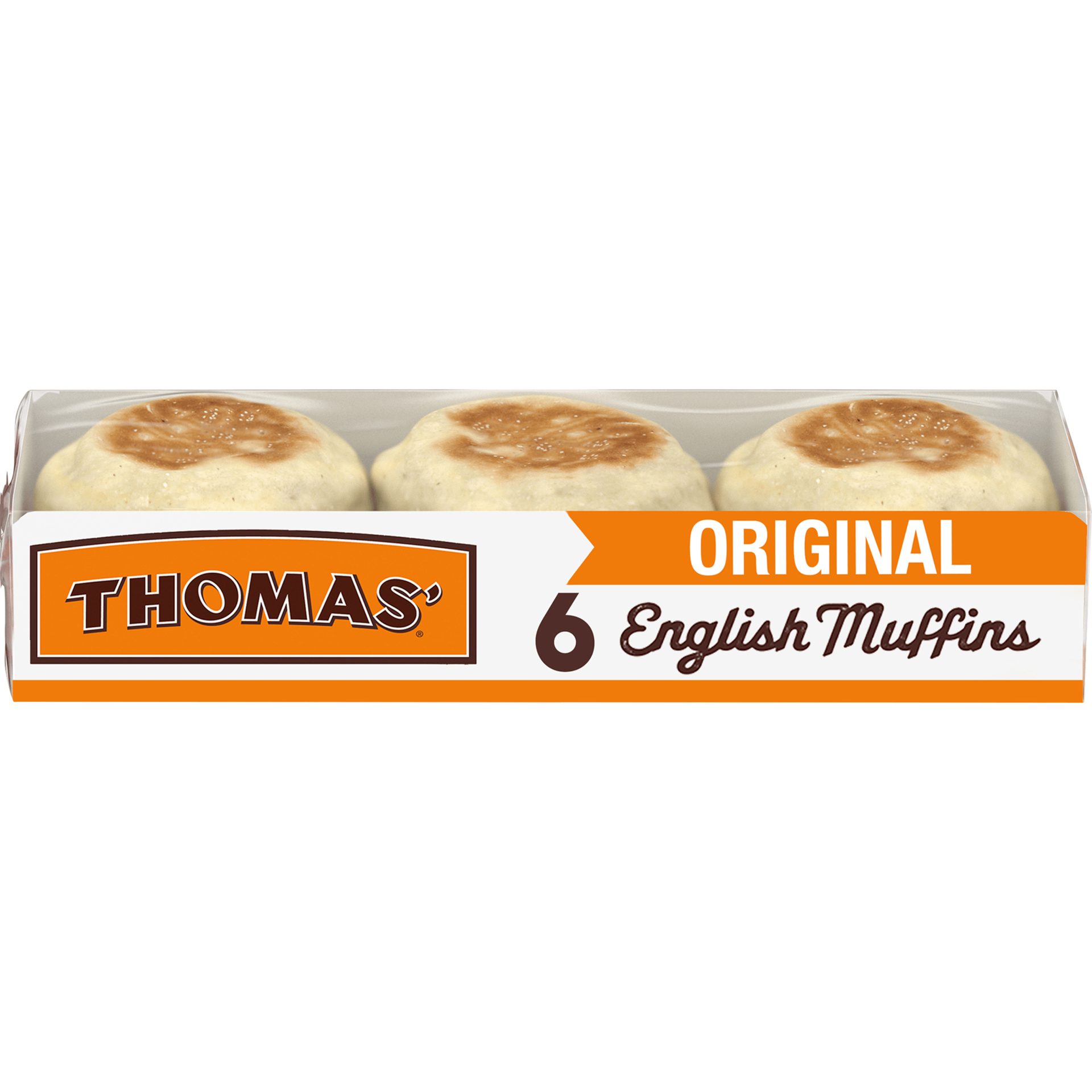 slide 1 of 7, Thomas' Original English Muffins, 6 count, Plain English Muffins, 13 oz Tray, 6 ct