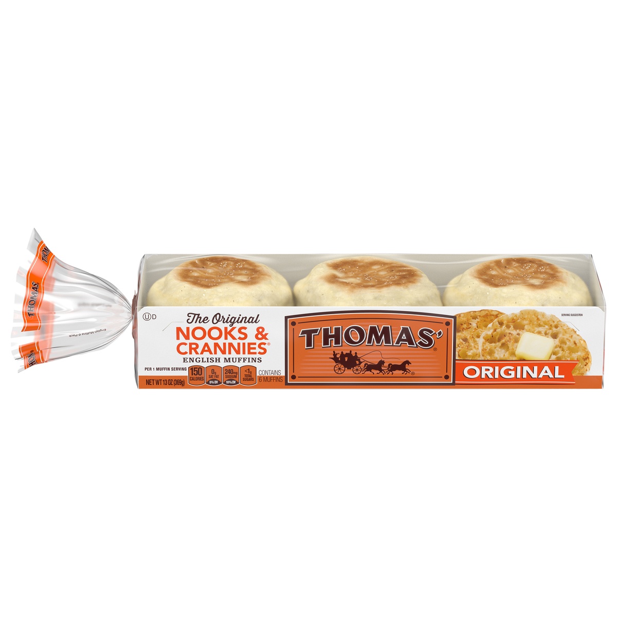 slide 1 of 1, Thomas Original English Muffins 6 Ct 13 Oz, 6 ct
