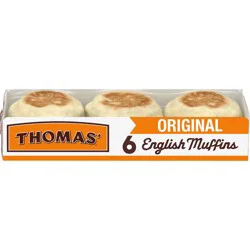 Thomas' Original English Muffins, 6 count, Kosher Plain English Muffins, 13 oz Tray