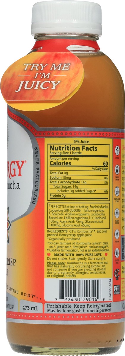 slide 11 of 15, GT's Honeycrisp Apple Kombucha 16 fl oz, 16 fl oz