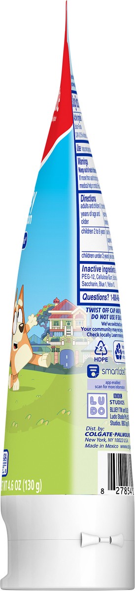 slide 4 of 8, Colgate Kids Bluey Toothpaste with Fluoride, Mild Bubble Fruit Flavor, 4.6 Oz., 4.6 oz