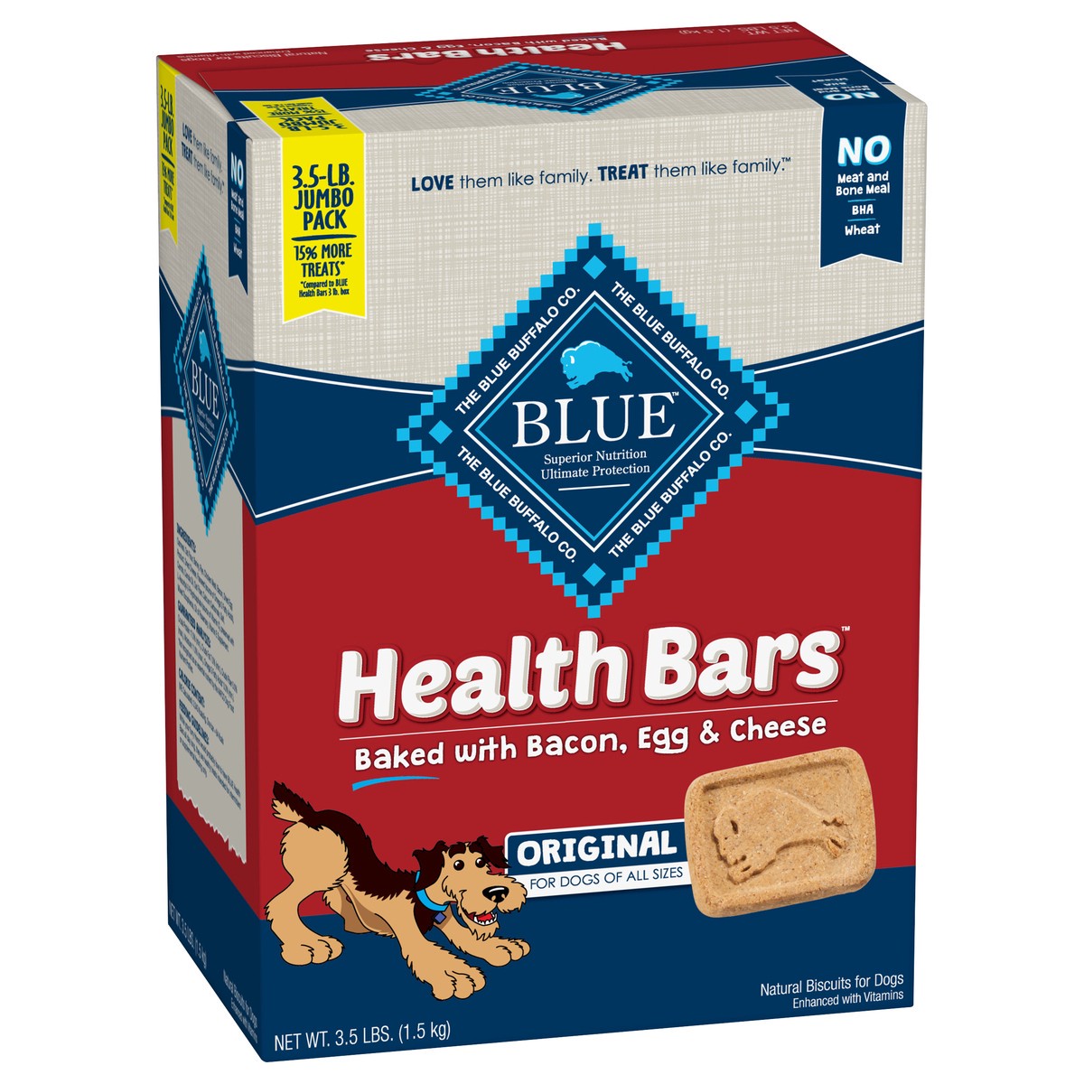 slide 6 of 9, Blue Buffalo Health Bars Natural Crunchy Dog Treats Biscuits, Bacon, Egg & Cheese 56-oz Box, 56 oz