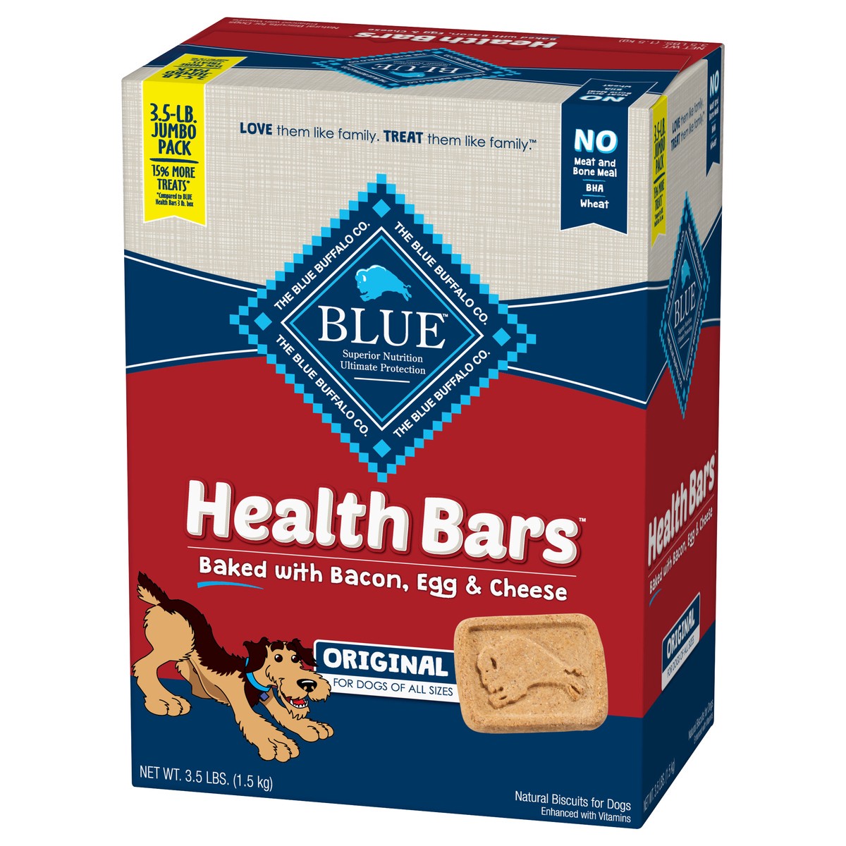 slide 8 of 9, Blue Buffalo Health Bars Natural Crunchy Dog Treats Biscuits, Bacon, Egg & Cheese 56-oz Box, 56 oz